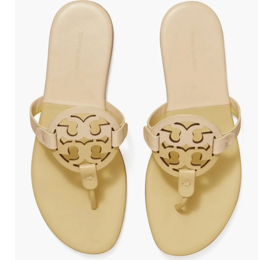 NIB $198 Tory Burch Miller Colorblock Sandals in SWEET CORN/NEW CREAM- size 9.5!